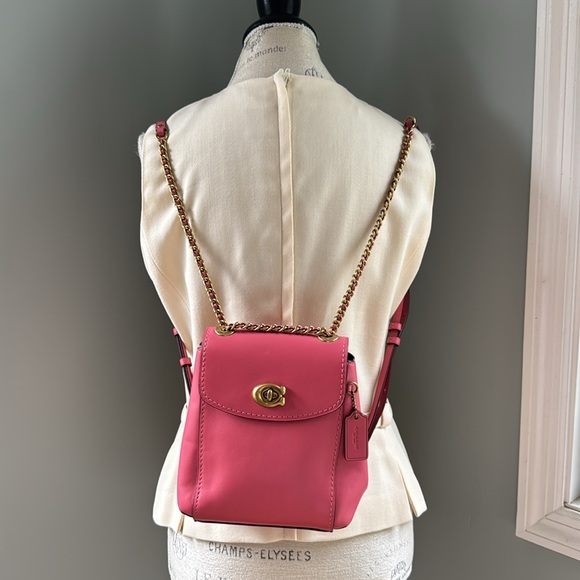 Coach Parker convertible backpack adjustable straps Orchid Pink leather EUC - Picture 3 of 16